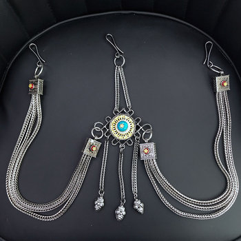 Tibeti stílusú deréklánc kínai csomóval, fémötvözet, többszörös körű, uniszex fiataloknak