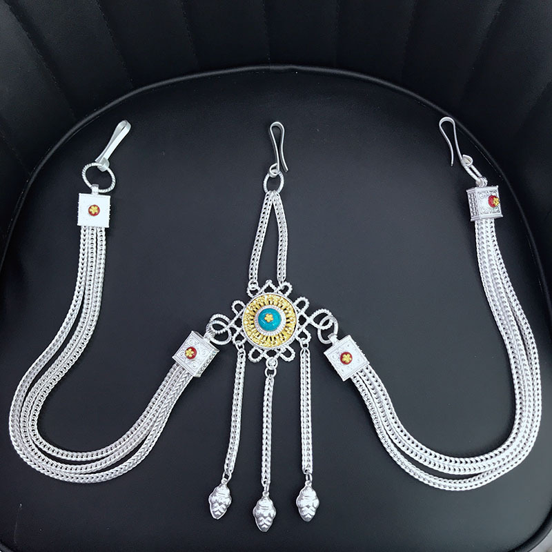 Tibeti stílusú deréklánc kínai csomóval, fémötvözet, többszörös körű, uniszex fiataloknak