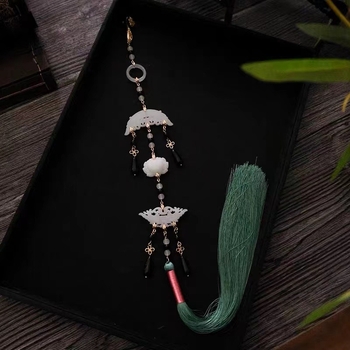 Hanfu derék medál, kézzel készített üveg ékszer, női nemzeti stílus