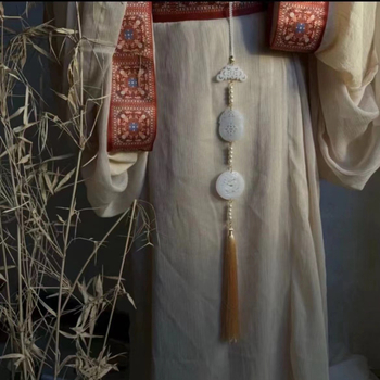 Hanfu derék medál, kézzel készített üveg ékszer, női nemzeti stílus