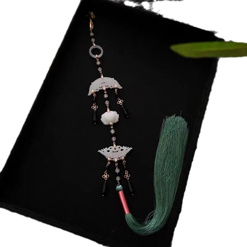 Hanfu derék medál, kézzel készített üveg ékszer, női nemzeti stílus