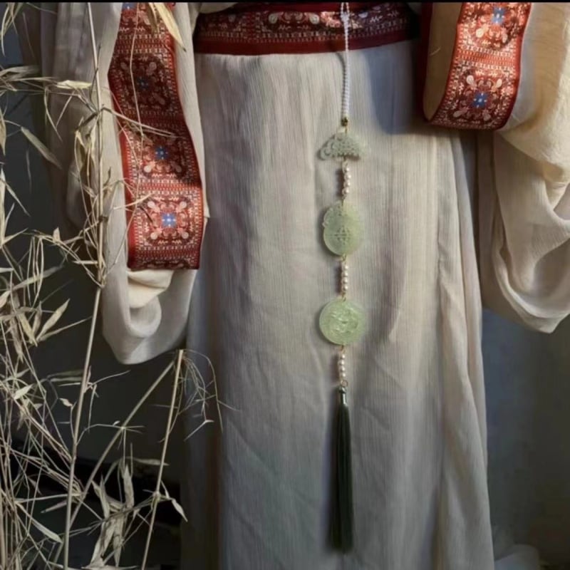 Hanfu derék medál, kézzel készített üveg ékszer, női nemzeti stílus