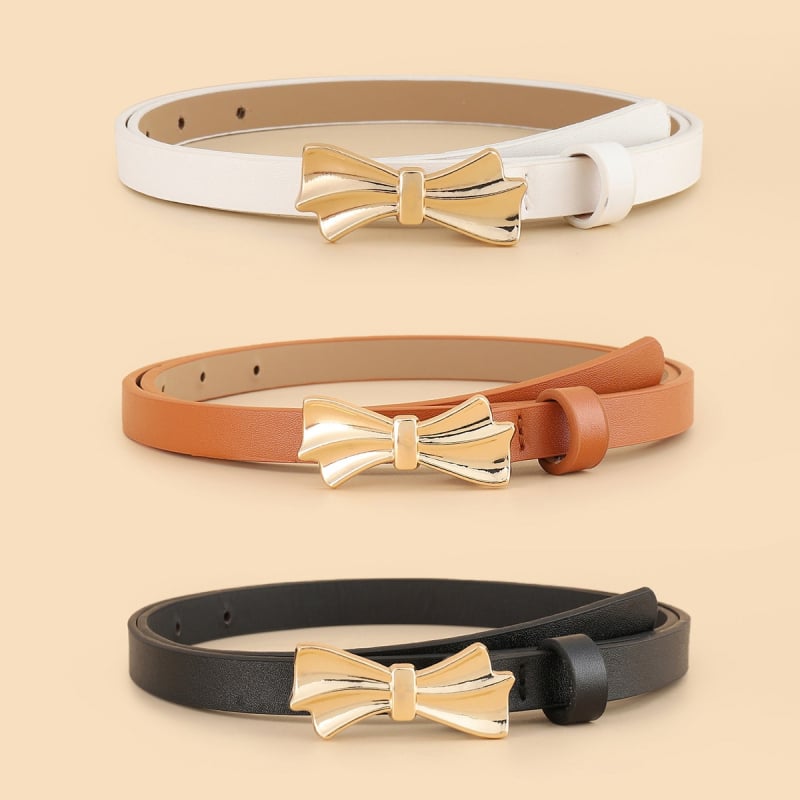 Vékony PU bőr öv, ötvözet csattal, tűcsattal, szélesség <2 cm, elegáns irodai stílus (Anyag: PU bőr; Csat: ötvözet; Zár: tűcsatt; Szélesség: <2 cm)