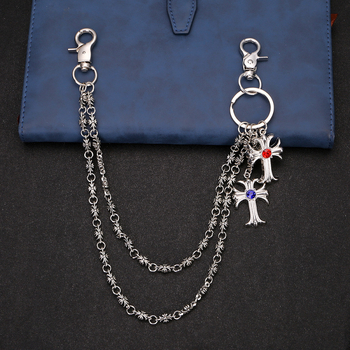 Deréklánc denimhez, dupla keresztdizájn, fém, elektroplakálás, punk hip-hop stílus — Beiming Jewelry