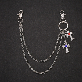 Deréklánc denimhez, dupla keresztdizájn, fém, elektroplakálás, punk hip-hop stílus — Beiming Jewelry