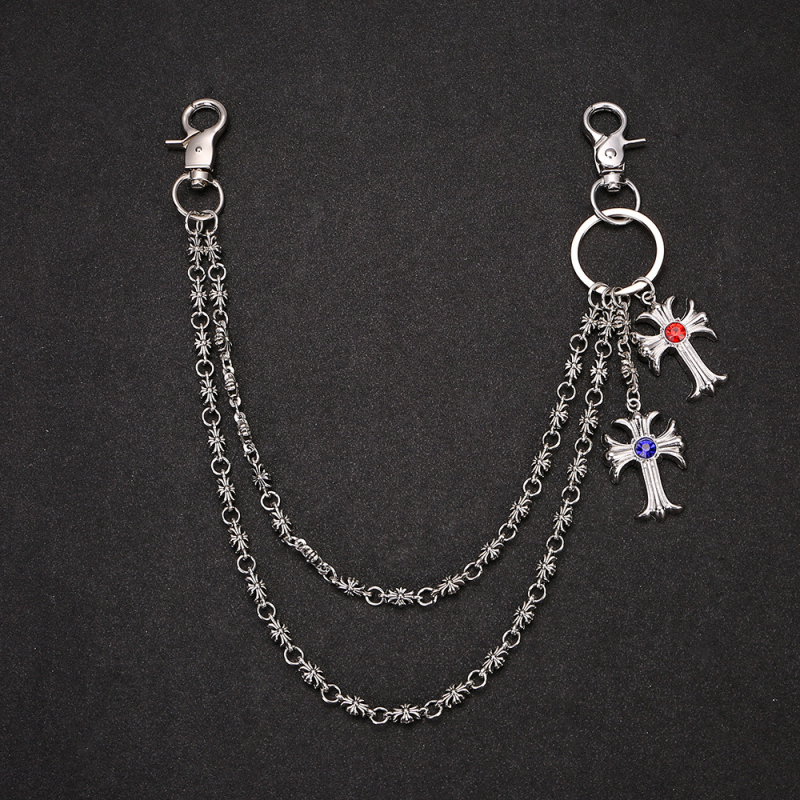 Deréklánc denimhez, dupla keresztdizájn, fém, elektroplakálás, punk hip-hop stílus — Beiming Jewelry