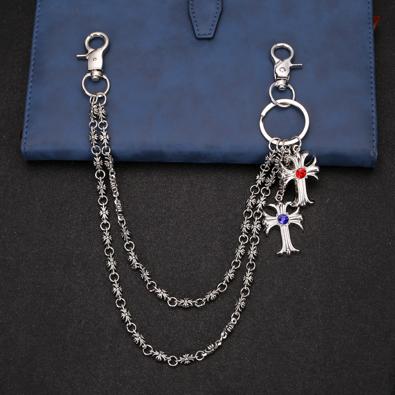 Deréklánc denimhez, dupla keresztdizájn, fém, elektroplakálás, punk hip-hop stílus — Beiming Jewelry