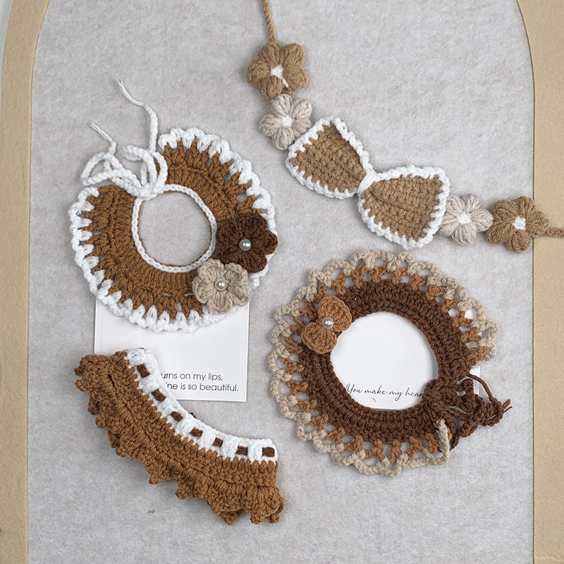 Pleten šal i ogrlica za kućne ljubimce, geometrijski uzorak, od vune, ručna izrada, rekvizita za fotografiranje, sve sezone