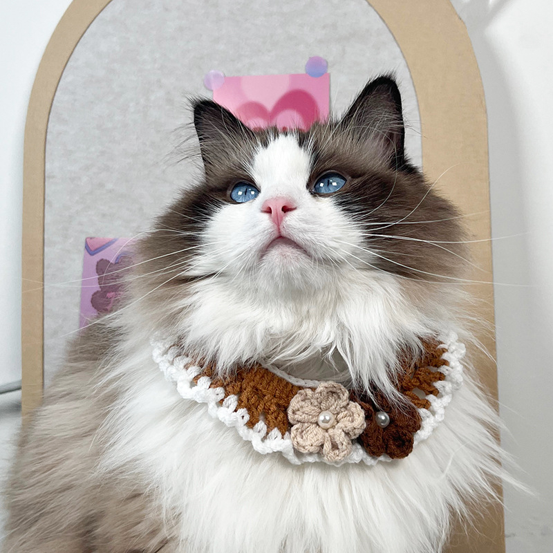 Pleten šal i ogrlica za kućne ljubimce, geometrijski uzorak, od vune, ručna izrada, rekvizita za fotografiranje, sve sezone