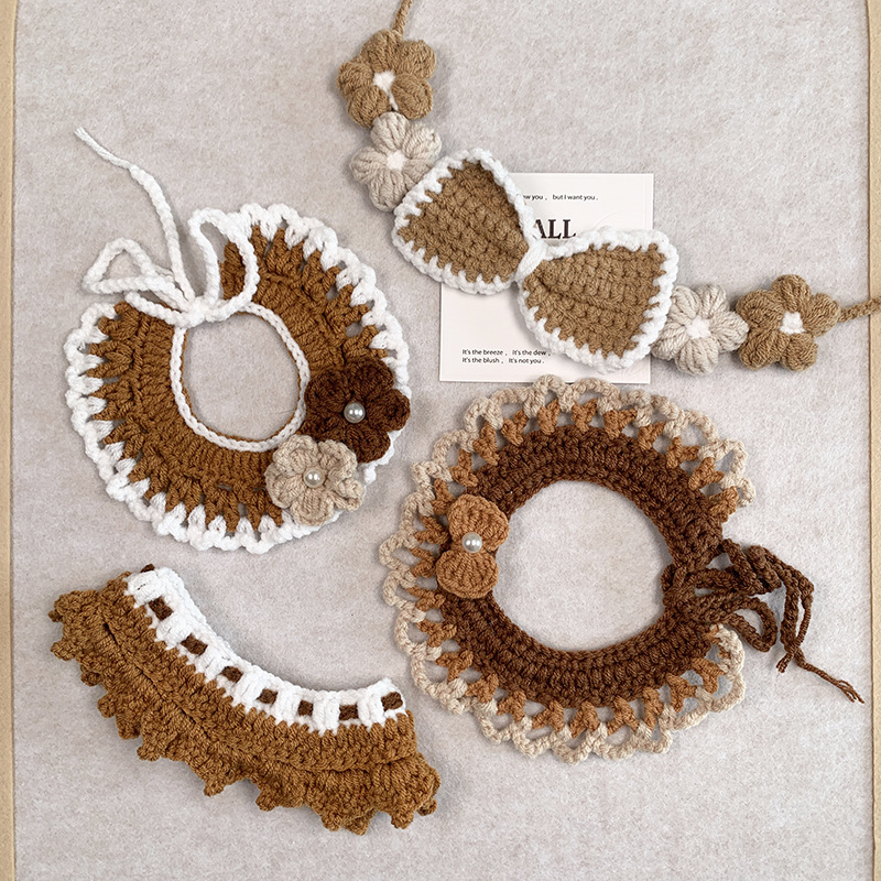 Pleten šal i ogrlica za kućne ljubimce, geometrijski uzorak, od vune, ručna izrada, rekvizita za fotografiranje, sve sezone