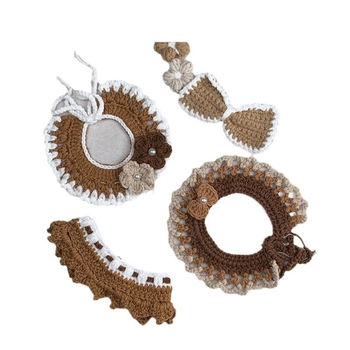 Ručni pleteni šal za mačke i pse s geometrijskim uzorkom, vuneni materijal, univerzalna namjena, pogodna za sve sezone, stil japansko-korejski