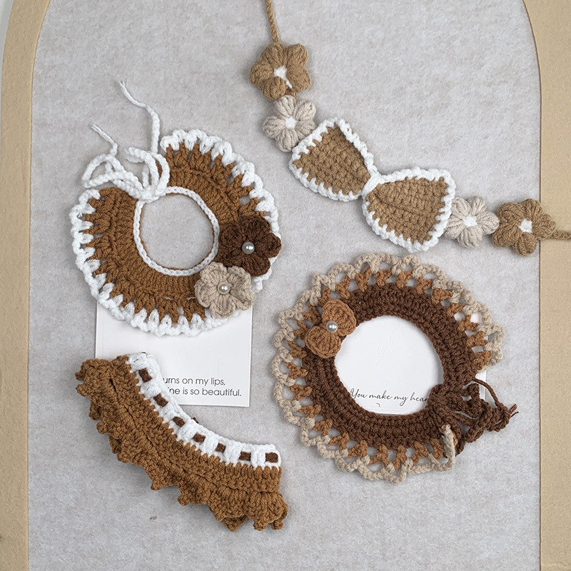 Ručni pleteni šal za mačke i pse s geometrijskim uzorkom, vuneni materijal, univerzalna namjena, pogodna za sve sezone, stil japansko-korejski