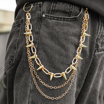 Női deréklánc ötvözetből, gyöngyökkel beépített, több rétegű geometrikus dizájn