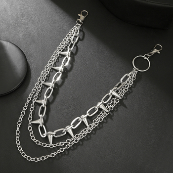 Női deréklánc ötvözetből, gyöngyökkel beépített, több rétegű geometrikus dizájn