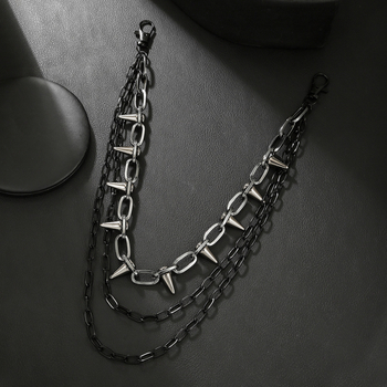 Női deréklánc ötvözetből, gyöngyökkel beépített, több rétegű geometrikus dizájn