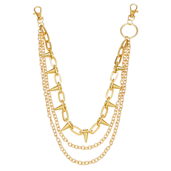 Női deréklánc ötvözetből, gyöngyökkel beépített, több rétegű geometrikus dizájn