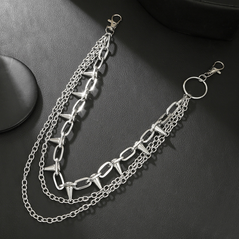 Női deréklánc ötvözetből, gyöngyökkel beépített, több rétegű geometrikus dizájn