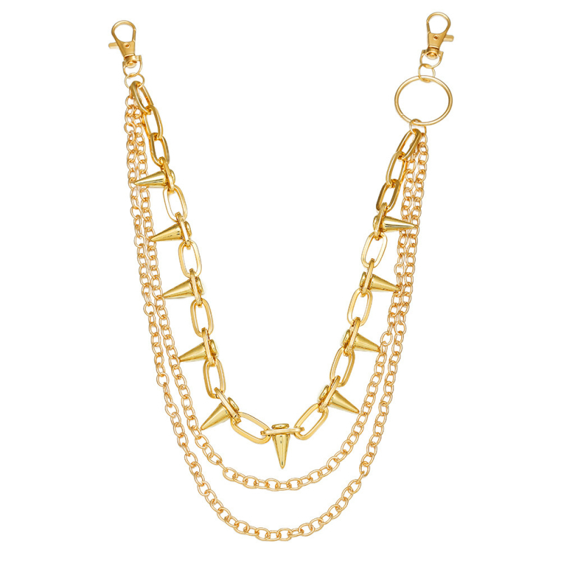 Női deréklánc ötvözetből, gyöngyökkel beépített, több rétegű geometrikus dizájn