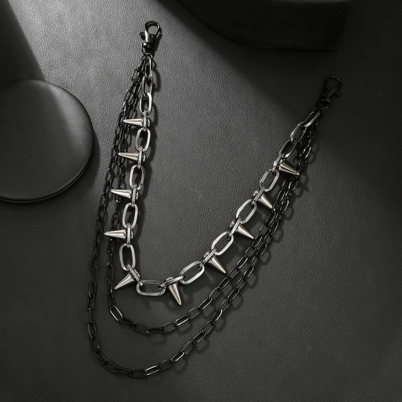 Női deréklánc ötvözetből, gyöngyökkel beépített, több rétegű geometrikus dizájn