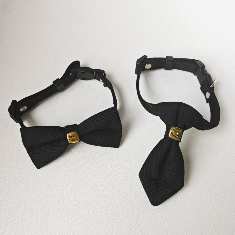Каишка за котки и кучета с папийонка — карикатурен модел, полиестер, универсална за всички породи, всесезонна, британски стил