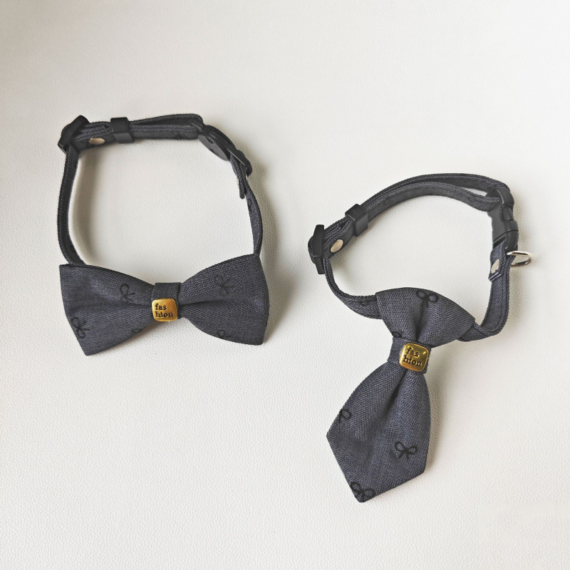 Каишка за котки и кучета с папийонка — карикатурен модел, полиестер, универсална за всички породи, всесезонна, британски стил