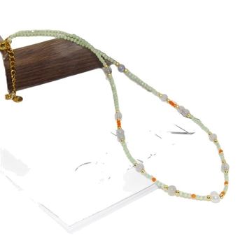 Ogrlica od titan čelika s kristalnom perlom, ručno nizana perla, U‑oblik geometrijski dizajn, standardni lanac, elektropliranje