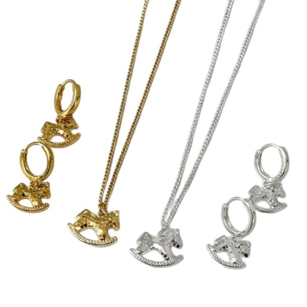 Ogrlica s privjeskom u obliku konja, bakrena, lanac tipa Flash bead chain, lagani luksuzni stil
