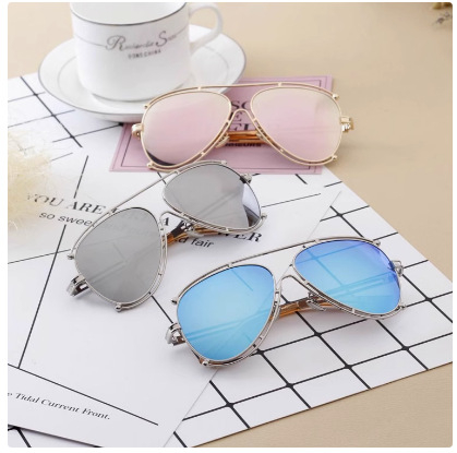 Gyerek napszemüveg UV400, PC lencsék, keret tri-metál és rézötvözet, különleges tükrös dizájn, 2024 tavasz