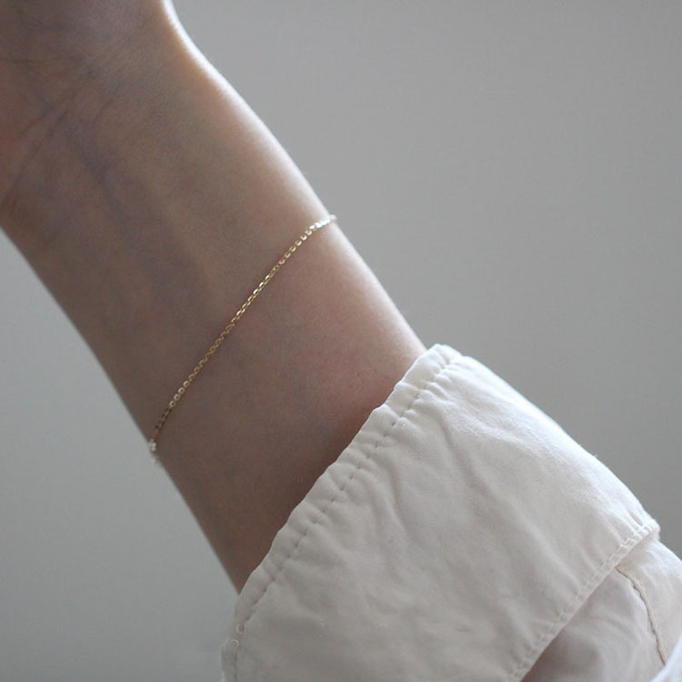 Narukvica od srebra 925 za žene, korejskog stila, geometrijski jednostruki lanac, elektroplatirano