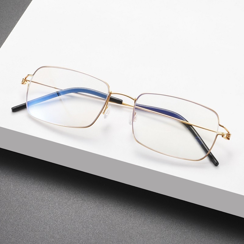 Γυαλιά ανάγνωσης με πλαίσιο από καθαρό τιτάνιο, τετράγωνος σκελετός, φακοί από ρητίνη, αντι-ακτινοβολίας, πρεσβυοπία 100–400, πλήρες πλαίσιο