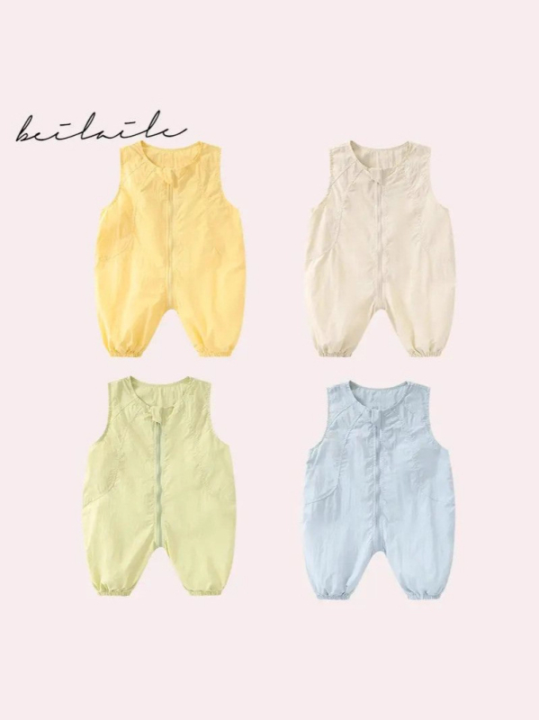 Dječji jumpsuit s karikaturnim printom, pamuk 81–90%, kratkih rukava, unisex.