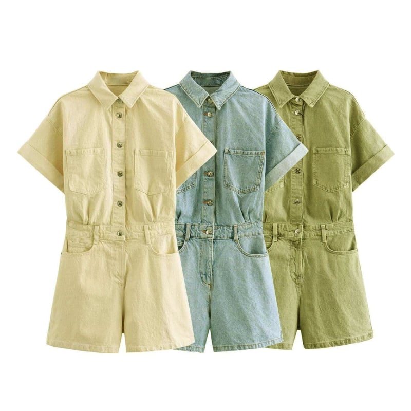 Kombinezons – kauboju stilā, street hipster; kokvilna; 3/4 piedurknes; augsts viduklis