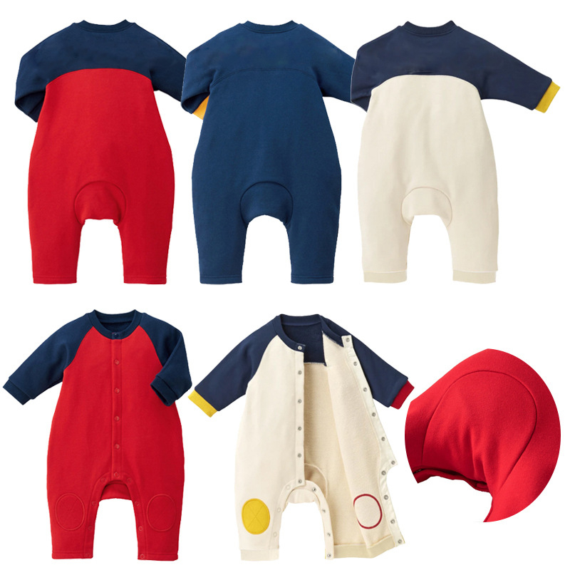 Salopetă unisex din bumbac cu mâneci lungi și imprimeu cu litere, 95% bumbac, închidere frontală simplă, stil japonez-coreean