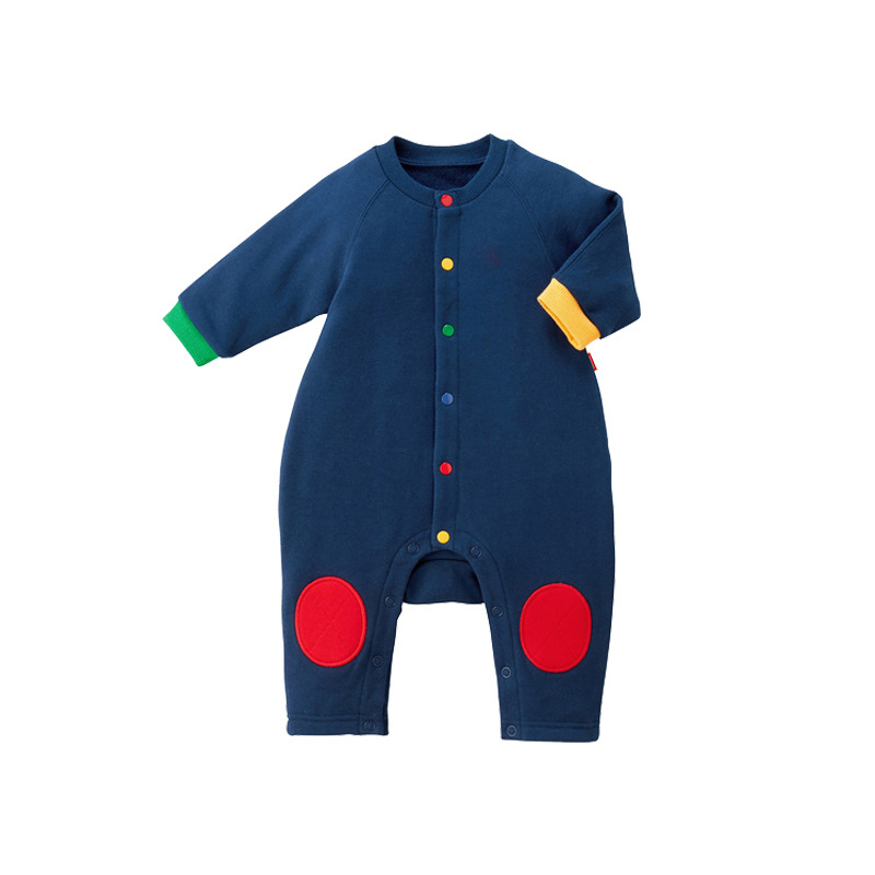 Salopetă unisex din bumbac cu mâneci lungi și imprimeu cu litere, 95% bumbac, închidere frontală simplă, stil japonez-coreean