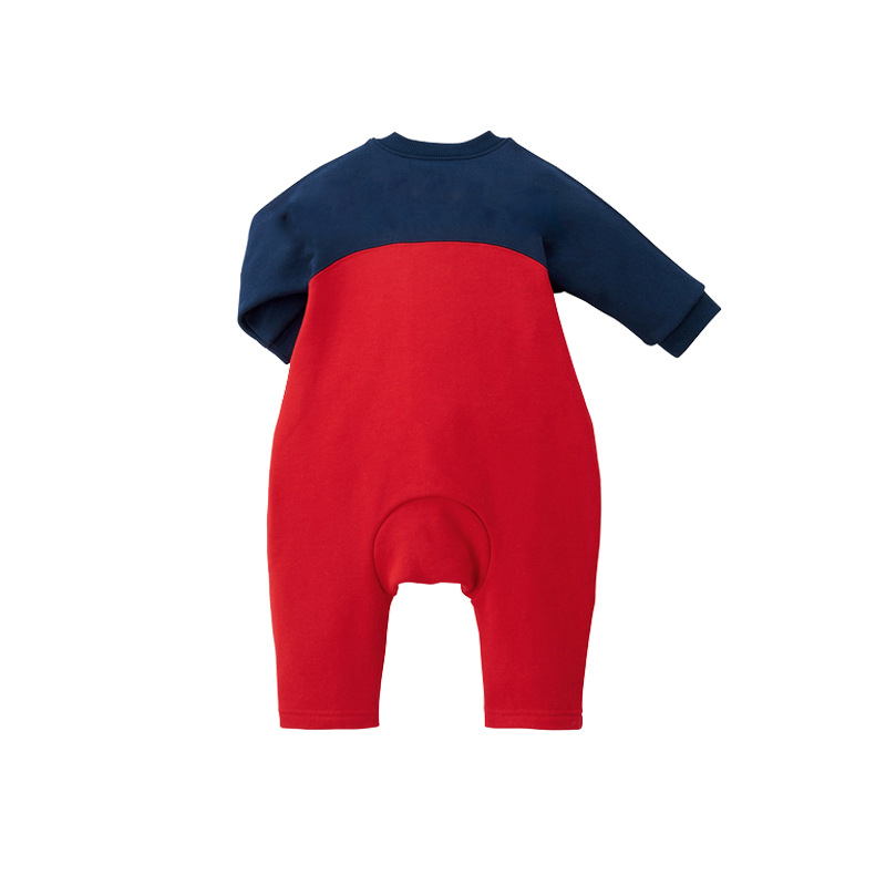 Salopetă unisex din bumbac cu mâneci lungi și imprimeu cu litere, 95% bumbac, închidere frontală simplă, stil japonez-coreean