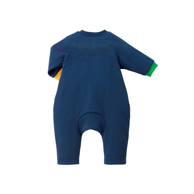 Salopetă unisex din bumbac cu mâneci lungi și imprimeu cu litere, 95% bumbac, închidere frontală simplă, stil japonez-coreean