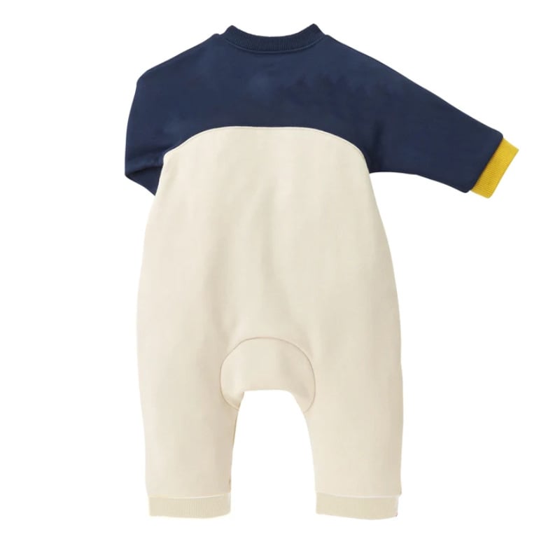 Salopetă unisex din bumbac cu mâneci lungi și imprimeu cu litere, 95% bumbac, închidere frontală simplă, stil japonez-coreean