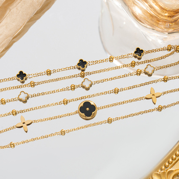 Narukvica od titan čelika sa oblikom četiri lista, elektroplating, podrijetlo Yiwu, proljeće 2025