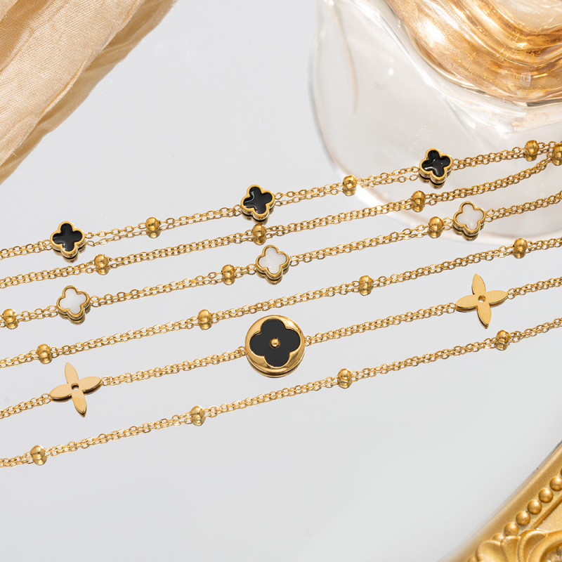 Narukvica od titan čelika sa oblikom četiri lista, elektroplating, podrijetlo Yiwu, proljeće 2025