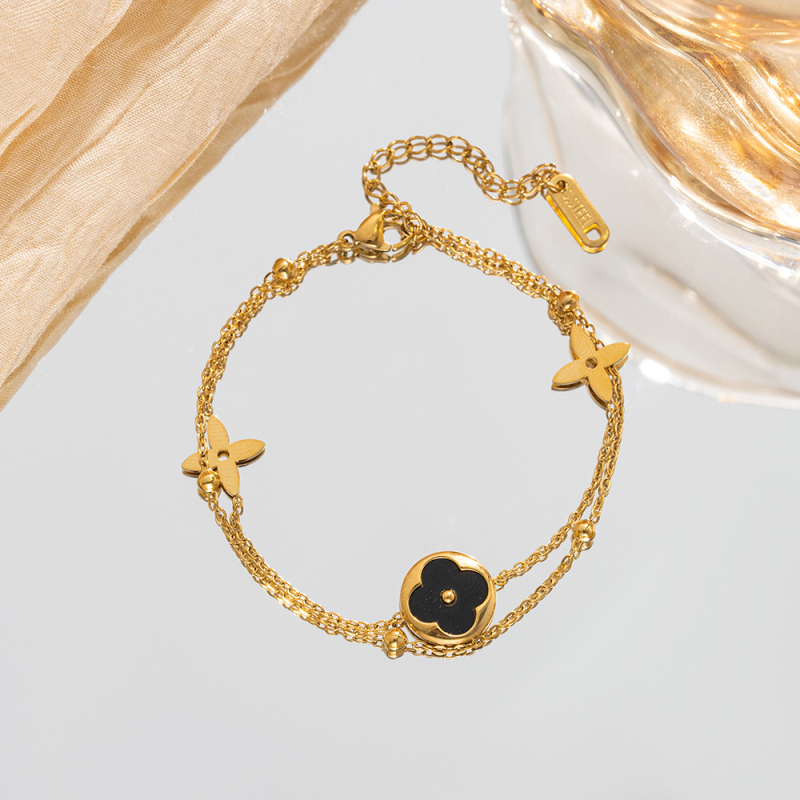 Narukvica od titan čelika sa oblikom četiri lista, elektroplating, podrijetlo Yiwu, proljeće 2025