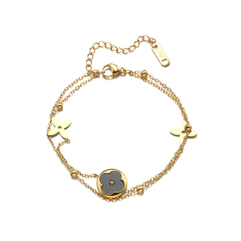 Narukvica od titan čelika sa oblikom četiri lista, elektroplating, podrijetlo Yiwu, proljeće 2025