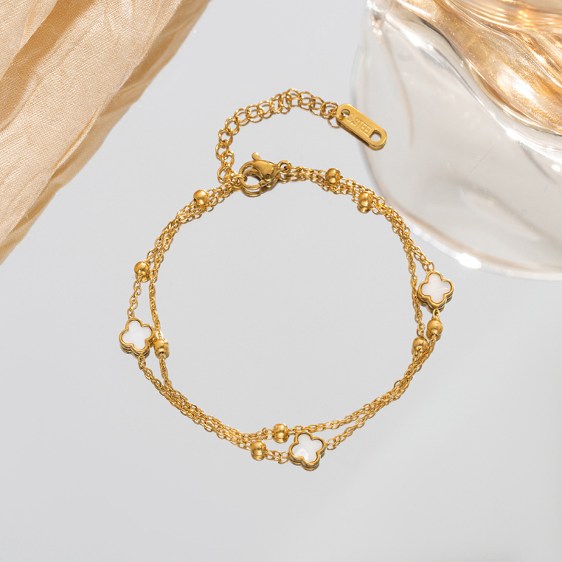 Narukvica od titan čelika sa oblikom četiri lista, elektroplating, podrijetlo Yiwu, proljeće 2025