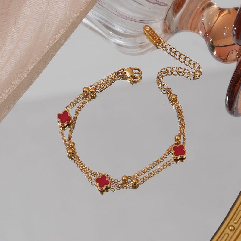 Narukvica od titan čelika sa oblikom četiri lista, elektroplating, podrijetlo Yiwu, proljeće 2025