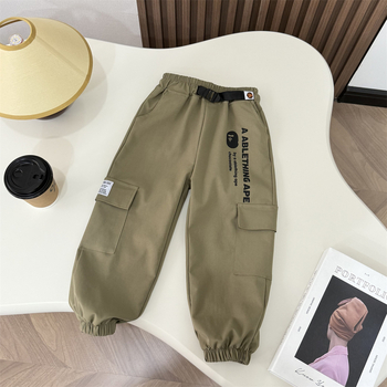 Dječje udobne jogger hlače od pamuka, široki kroj, elastični pojas, 85% pamuk, ljeto 2025