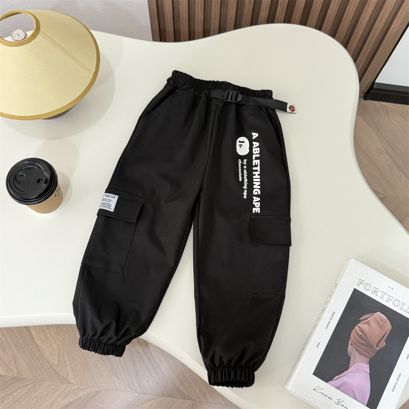 Dječje udobne jogger hlače od pamuka, široki kroj, elastični pojas, 85% pamuk, ljeto 2025