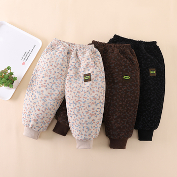 Dječje zimske hlače — trostruki sloj pamuka s flisom, 93% pamuka, srednji pojas s elastičnim pojasom, otvoreni prepona