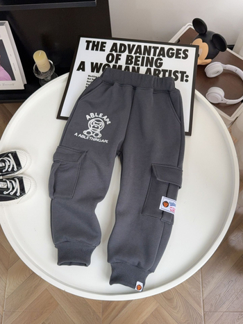 Pantaloni cargo pentru copii - Iarna 2025, Bumbac, Talie medie, Croială lejeră, Vârste 3-8 ani