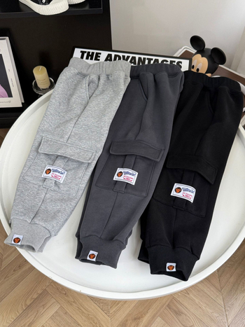 Pantaloni cargo pentru copii - Iarna 2025, Bumbac, Talie medie, Croială lejeră, Vârste 3-8 ani