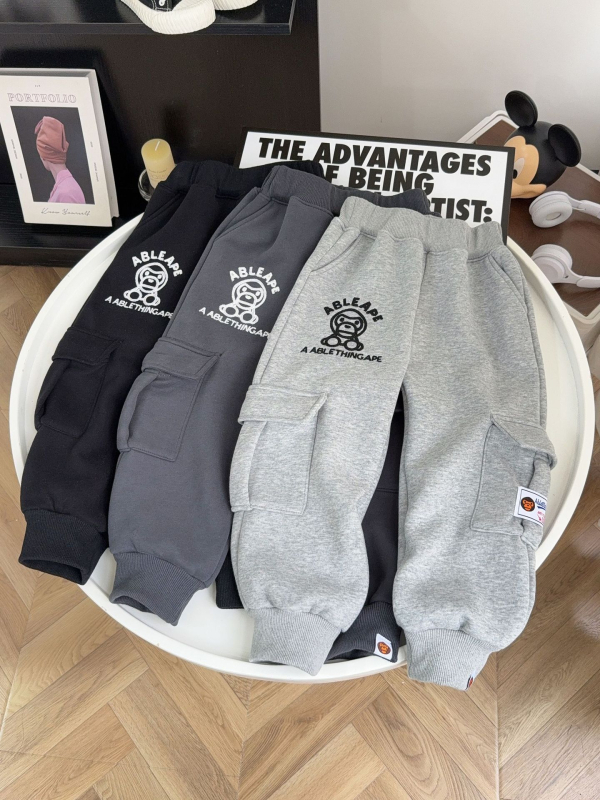 Pantaloni cargo pentru copii - Iarna 2025, Bumbac, Talie medie, Croială lejeră, Vârste 3-8 ani