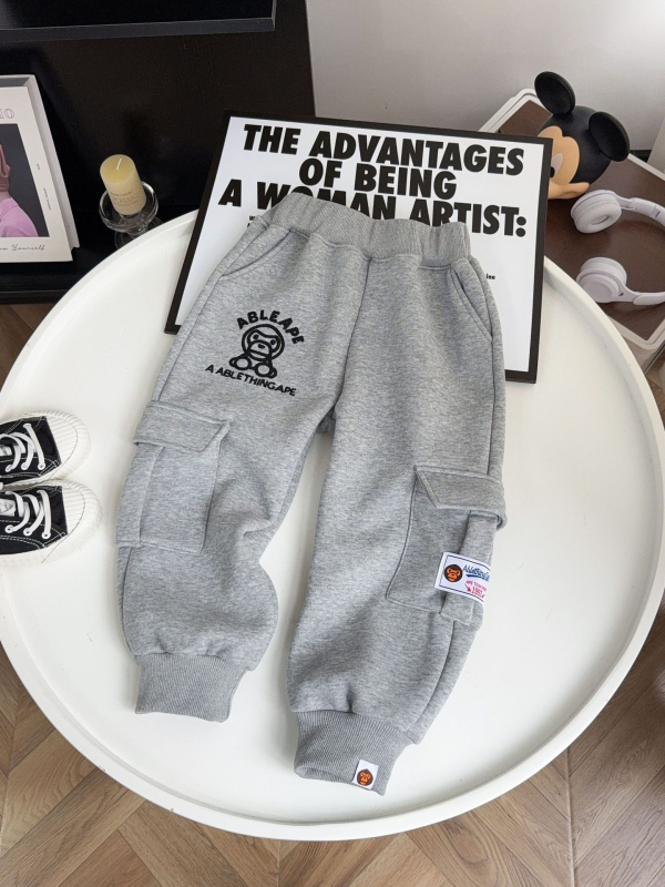 Pantaloni cargo pentru copii - Iarna 2025, Bumbac, Talie medie, Croială lejeră, Vârste 3-8 ani